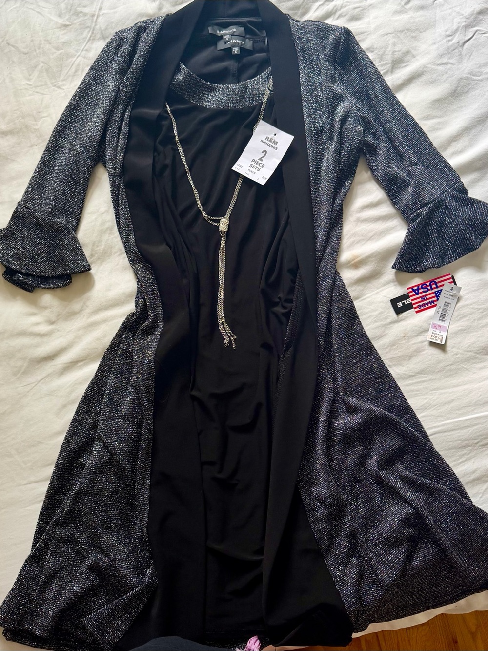Brand New with Tags R&M Richards 2-Piece Metallic Shimmer Jacket Dress Set